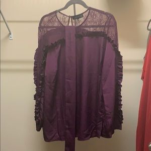 Lace overlay long sleeve top